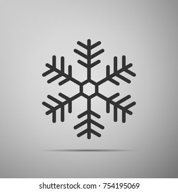 Snowflake icon isolated on grey background. Flat design. Vector Illustration