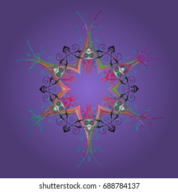 Snowflake Icon. Snowflake isolated on lilac background. Winter mandala. Snowflake Vector illustration.