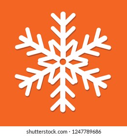 Snowflake icon isolated on a orange background