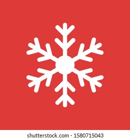 Snowflake icon isolated on red background