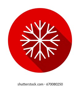 snowflake icon Isolated on red background with long shadow