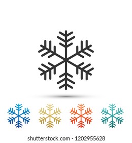 Snowflake icon isolated on white background. Set elements in colored icons. Flat design. Vector Illustration
