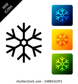 Snowflake icon isolated on white background. Set icons colorful square buttons. Vector Illustration