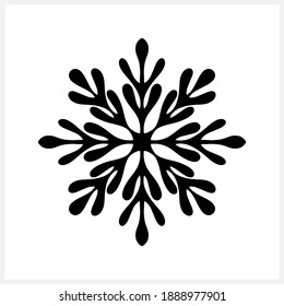 Snowflake icon isolated on white. Christmas and winter emblem. Stencil, scantling design. Vector stock illustration. EPS 10