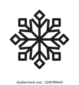Snowflake icon isolated on white background. Christmas winter holiday decoration. Vector sketch