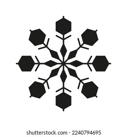 Snowflake icon isolated on white background. Christmas winter holiday decoration. Vector sketch
