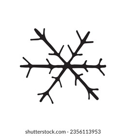 snowflake icon isolated on white background. Doodle. Winter and snow. Vector illustration.