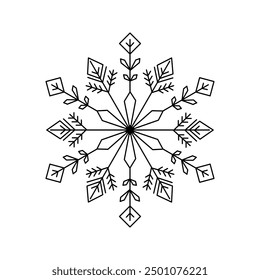 Schneeflocken-Symbol einzeln auf weißem Hintergrund. Vektorgrafik