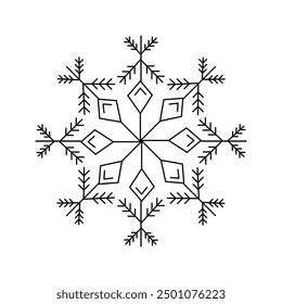 Schneeflocken-Symbol einzeln auf weißem Hintergrund. Vektorgrafik