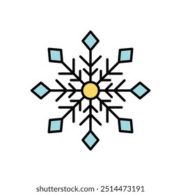 Icono del copo de nieve aislado en un fondo blanco. Ilustración vectorial.