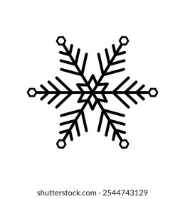 Snowflake icon isolated on white background. Snow and winter icon. Snowflake decorative element for Christmas. Vector illustration.