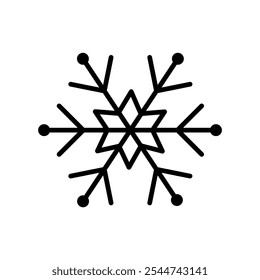 Icono del copo de nieve aislado en el fondo blanco. Icono de nieve e invierno. Elemento decorativo copo de nieve para Navidades. Ilustración vectorial.