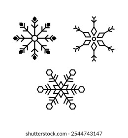 Icono del copo de nieve aislado en el fondo blanco. Icono de nieve e invierno. Elemento decorativo copo de nieve para Navidades. Ilustración vectorial.