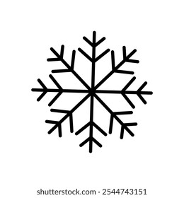 Ícone de floco de neve isolado no fundo branco. Ícone de neve e inverno. Elemento decorativo floco de neve para o Natal. Ilustração vetorial.