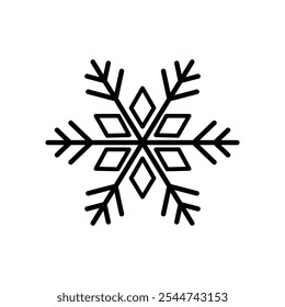 Icono del copo de nieve aislado en el fondo blanco. Icono de nieve e invierno. Elemento decorativo copo de nieve para Navidades. Ilustración vectorial.