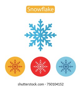 Snowflake icon isolated on white background. Outline and Flat Pictogram Graphic for Web Design. Winter holidays vector illustration, flat style.