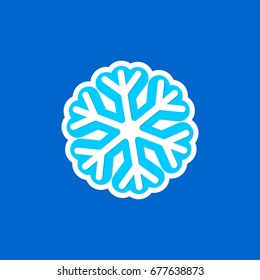 Snowflake icon, isolated sticker, flat design template, vector illustration