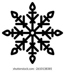 Snowflake icon in line art. Outline style. isolated on white background