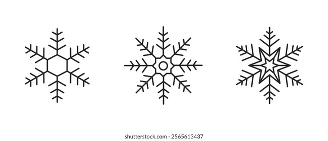 Snowflake icon. Snowflake line symbol. Snowflake winter Icon set. Editable stroke