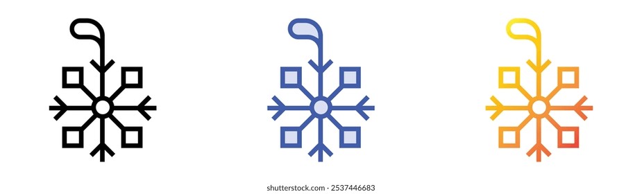 snowflake icon. Linear, Blue Fill and Gradient Style Design Isolated On White Background