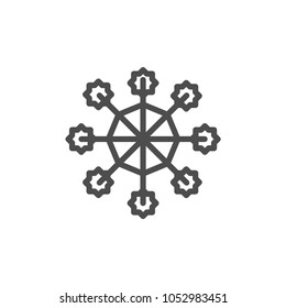 Snowflake icon or logo. Christmas and winter theme symbol. Vector and illustration.