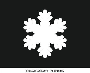 Snowflake icon, logo. Christmas and winter theme. Simple flat white illustration on black background.