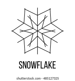 Snowflake icon or logo line art style. Vector Illustration.