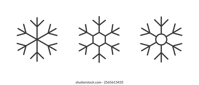 Snowflake icon. Snowflake logo sign set. Winter symbol. Editable stroke