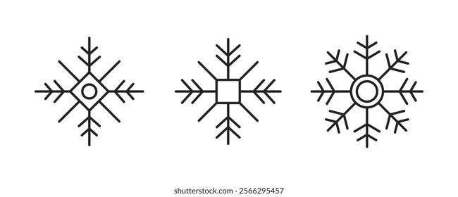 Snowflake icon. Snowflake logo sign set. Winter symbol. Snowflake line editable stroke