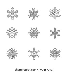 Snowflake Icon Logo Symbol, thin line stoke vector illustration 