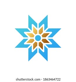 Ilustración vectorial del logotipo del icono de copo de nieve. Plantilla vectorial de diseño de iconos copos de nieve para el tema de Navidad e invierno. Diseño plano del vector Snowflake de moda para símbolo, logotipo, icono, signo, aplicación, patrón, web, interfaz de usuario
