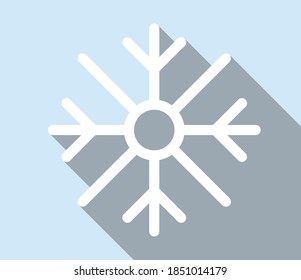 Icono de copo de nieve con sombra larga. Ilustración vectorial EPS 8 para diseño.