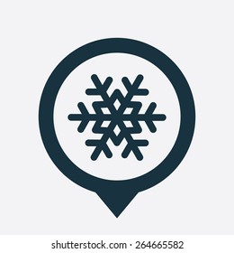 snowflake icon map pin on white background 