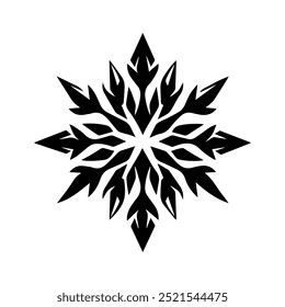 Icono de copo de nieve o símbolo de línea moderno. Vector línea de arte y diseño de iconos con contorno en negrita. Blanco y negro Pixel Símbolo minimalista perfecto aislado fondo blanco. Silueta simple signo delgado