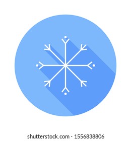 Snowflake icon new years. Vector image flat design with long shadow. Christmas and New Year sign concept.