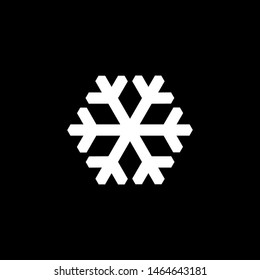 Schneeflocken-Symbol auf schwarzem Hintergrund. Vektorgrafik im Schwarzen Flachstil