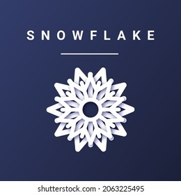 Icono de copo de nieve sobre fondo azul. Copo de nieve en un estilo de papel moderno. Elementos de Navidad. Ilustración del vector