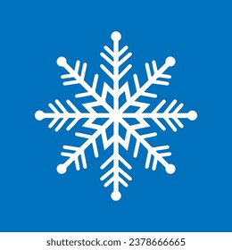 Snowflake icon, on blue background. Vector illustration.