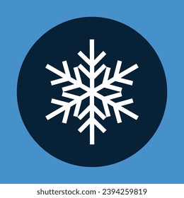 Snowflake icon on blue background. Vector illustration. Single snowflake icon, flat snow icon flat style. 
