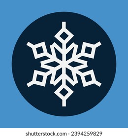 Schneeflocken-Symbol auf blauem Hintergrund, Vektorgrafik. Flaches Design.