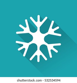 Snowflake icon on blue background