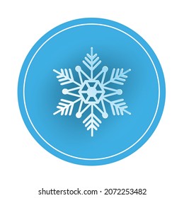 Snowflake icon on blue circle. Vector illustration