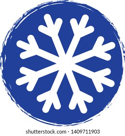 Snowflake icon on circle background. Vector illustration. 