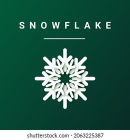 Snowflake icon on a green background. Snowflake in a modern paper style. Christmas Elements. Vector illustration