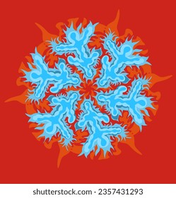 snowflake icon on hot fire background.vector illustration cold and hot