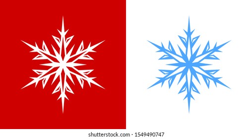 Snowflake Icon on red and white background. Flat vector illustration for Christmas and winter theme.