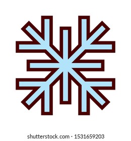 Snowflake Icon with Outline and Color Fill.