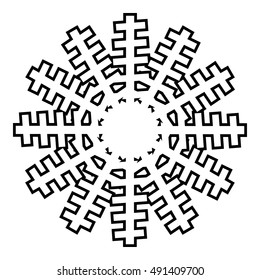 Snowflake icon in outline style isolated on white background. New year symbol vector illustration