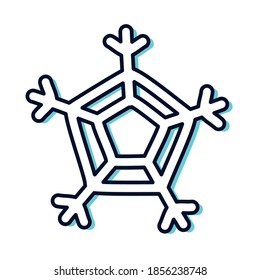snowflake icon over white background, half line half color style, vector illustration