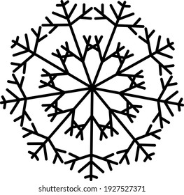 Icono de copo de nieve. Icono de copo de nieve. Copo de nieve de diseño plano. Patrón de Nieve, Diseño de Color Negro. Ilustración vectorial.